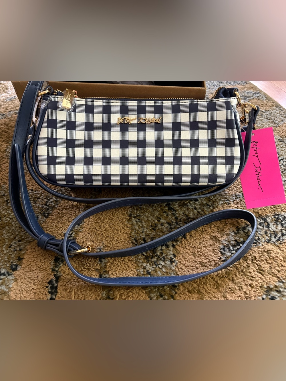 Betsey Johnson Blue Check crossbody/handbag NWT